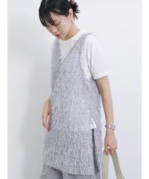 Samansa Mos2 blue | ◎【前後2way】フラッグフリンジプルオーバー(Tシャツ/カットソー)