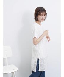 Samansa Mos2 blue | ◎【前後2way】フラッグフリンジプルオーバー(Tシャツ/カットソー)