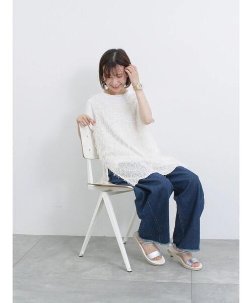 Samansa Mos2 blue（サマンサモスモスブルー）の「◎【前後2way】フラッグフリンジプルオーバー（Tシャツ/カットソー・レディース・ブラック/グレー/キナリ・F）」の11枚目の写真