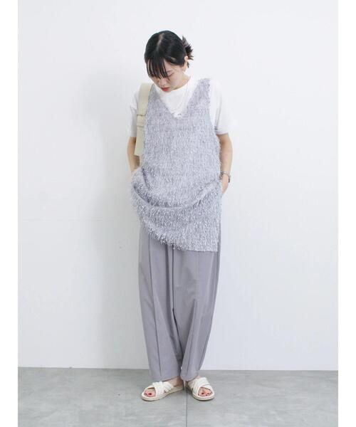 Samansa Mos2 blue（サマンサモスモスブルー）の「◎【前後2way】フラッグフリンジプルオーバー（Tシャツ/カットソー・レディース・ブラック/グレー/キナリ・F）」の7枚目の写真