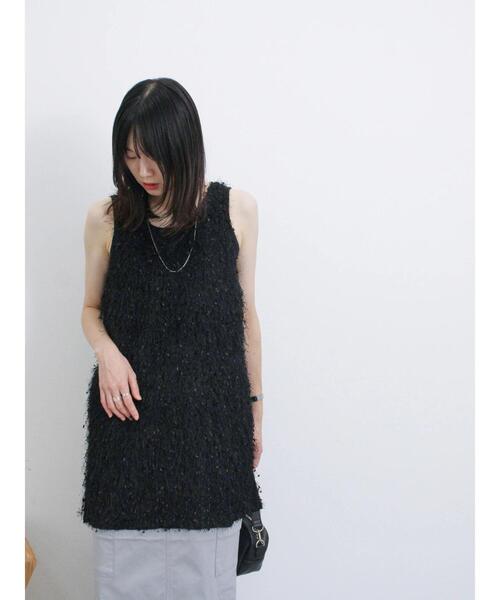 Samansa Mos2 blue（サマンサモスモスブルー）の「◎【前後2way】フラッグフリンジプルオーバー（Tシャツ/カットソー・レディース・ブラック/グレー/キナリ・F）」の5枚目の写真