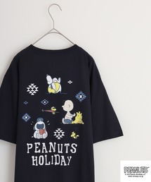 PEANUTS 天竺オルテガ柄プリントTシャツ