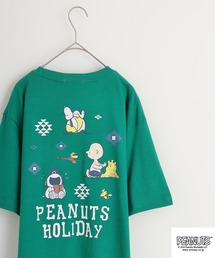 PEANUTS 天竺オルテガ柄プリントTシャツ