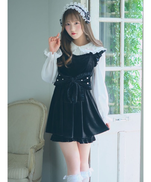 Ank Rouge（アンクルージュ）の「ベロアリボンコンビネゾン（ワンピース・レディース・ブラック/レッド/ホワイト・M）」の2枚目の写真