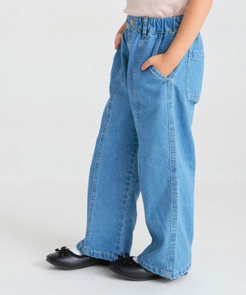 BRANSHES（ブランシェス）の「【綿100％】デニムワイドパンツ（デニムパンツ・キッズ・ブルー/ネイビー/グレー・90/100/110/120/130/140/150）」の16枚目の写真