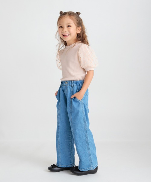 BRANSHES（ブランシェス）の「【綿100％】デニムワイドパンツ（デニムパンツ・キッズ・ブルー/ネイビー/グレー・90/100/110/120/130/140/150）」の17枚目の写真