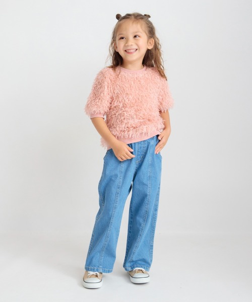 BRANSHES（ブランシェス）の「【綿100％】デニムワイドパンツ（デニムパンツ・キッズ・ブルー/ネイビー/グレー・90/100/110/120/130/140/150）」の14枚目の写真