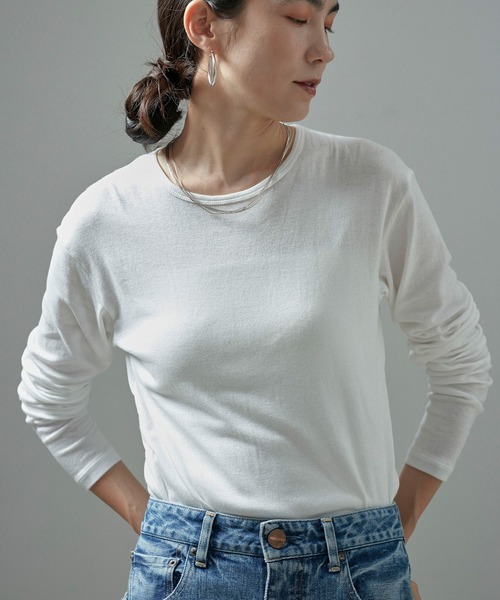 SALON adam et rope'(サロン アダム エ ロペ)の「【Smile Cotton】2PACK TEE(Tシャツ/カットソー・レディース・ホワイト/ブラック/パープル/グレー・FREE)」の2枚目の写真