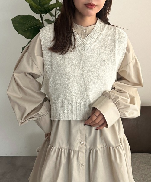 apres jour mignon（アプレジュールミニョン）の「アソートクロップドノースリーブベスト【ZOZOTOWN限定アイテム】（ベスト・レディース・チャコールグレー/ブラック系その他/オレンジ/グリーン/アイボリー・X-LARGE/フリー）」の7枚目の写真