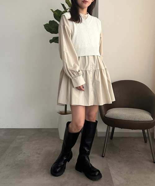 apres jour mignon（アプレジュールミニョン）の「アソートクロップドノースリーブベスト【ZOZOTOWN限定アイテム】（ベスト・レディース・チャコールグレー/ブラック系その他/オレンジ/グリーン/アイボリー・X-LARGE/フリー）」の8枚目の写真