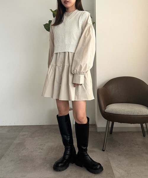 apres jour mignon（アプレジュールミニョン）の「アソートクロップドノースリーブベスト【ZOZOTOWN限定アイテム】（ベスト・レディース・チャコールグレー/ブラック系その他/オレンジ/グリーン/アイボリー・X-LARGE/フリー）」の9枚目の写真