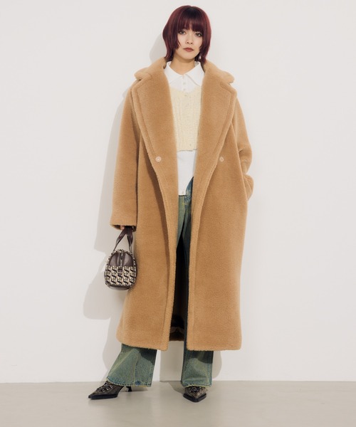 SLY（スライ）の「【限定展開】AIRY BOA LONG COAT エアリー ボア ロング コート テディ ベア（その他アウター・レディース・ベージュ/モカ・FREE）」の21枚目の写真