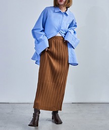プリーツタイトスカート ウエストゴム 秋 冬