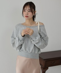 肩リボンオフショルスウェット