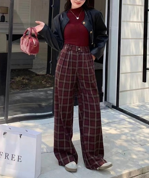 SpRay(スプレイ)の「チェックパンツ(その他パンツ・レディース・ブラウン/ボルドー/ブラック・MEDIUM)」の8枚目の写真