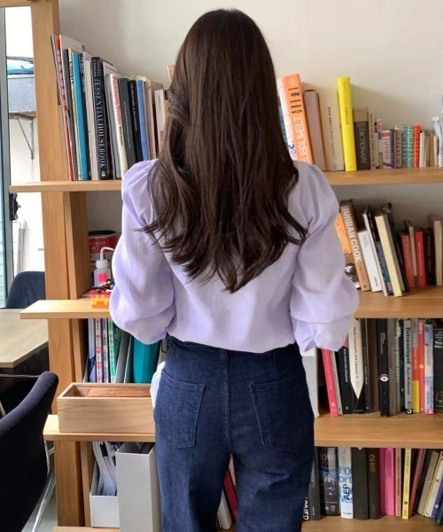 Miniministore（ミニミニストア）の「韓国風ボウタイブラウスレディースきれいめ（シャツ/ブラウス・レディース・ベージュ/ラベンダー/オフホワイト/ライトピンク・FREE）」の7枚目の写真