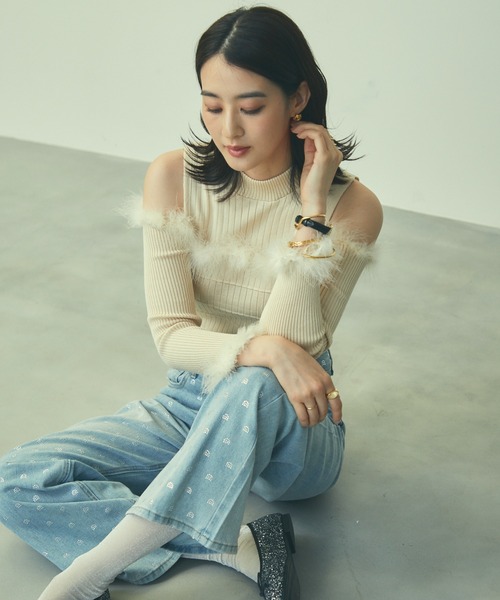 titty&amp;co - 新品 ティティアンドコー白ニット 白ニット ニット レディース トップス 袖ボリ TITTY＆CO. ニット セーター バイカラー襟ニット レディース