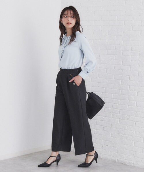 index（インデックス）の「◆アシメフリルクルーネックブラウス【洗濯機洗い可/イージーアイロン/ストレッチ】（シャツ/ブラウス・レディース・サックスブルー系7/ネイビー/ナチュラル/オフホワイト・38/36/42/40）」の14枚目の写真