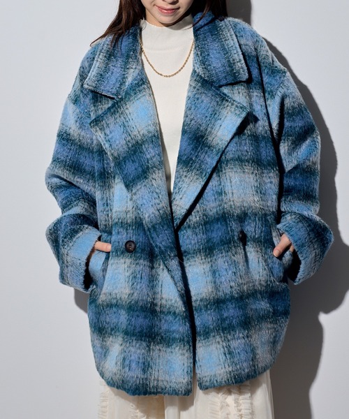 セール】【MAISON BREEZE reveur】シャギーチェック コクーン