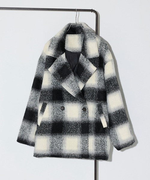 MAISON BREEZE reveur(メゾンブリーズレヴール)の「【MAISON BREEZE reveur】シャギーチェック コクーンミドルコート DTK(チェスターコート・レディース・ブラック/ブラウン/ブルー・FREE)」の12枚目の写真