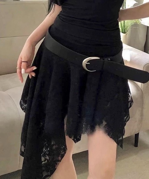 LADY LIKE（レディライク）の「ランダムヘムレースミニスカート（スカート・レディース・ホワイト/ブラック・M）」の10枚目の写真