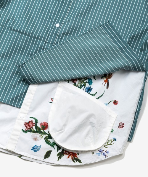 rehacer（レアセル）の「rehacer : Garden Stripe Shirt Jacket / ガーデン ストライプ シャツジャケット（シャツ/ブラウス・メンズ・グリーン/サックスブルー・SMALL/MEDIUM/LARGE/X-LARGE）」の14枚目の写真