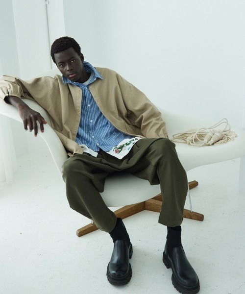 rehacer（レアセル）の「rehacer : Garden Stripe Shirt Jacket / ガーデン ストライプ シャツジャケット（シャツ/ブラウス・メンズ・グリーン/サックスブルー・SMALL/MEDIUM/LARGE/X-LARGE）」の17枚目の写真