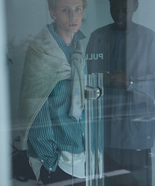 rehacer（レアセル）の「rehacer : Garden Stripe Shirt Jacket / ガーデン ストライプ シャツジャケット（シャツ/ブラウス・メンズ・グリーン/サックスブルー・SMALL/MEDIUM/LARGE/X-LARGE）」の21枚目の写真