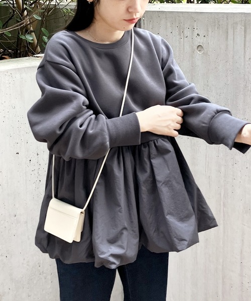 reca（レカ）の「【ZOZOTOWN限定】裏起毛ペプラムスウェットプルオーバー（スウェット・レディース・ブラック/ブルーグレー/キャメル/カーキ・FREE）」の7枚目の写真