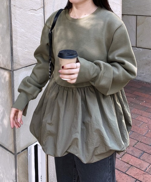 reca（レカ）の「【ZOZOTOWN限定】裏起毛ペプラムスウェットプルオーバー（スウェット・レディース・ブラック/ブルーグレー/キャメル/カーキ・FREE）」の12枚目の写真