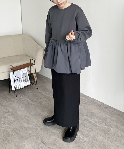 セール】【ZOZOTOWN限定】裏起毛ペプラムスウェットプルオーバー