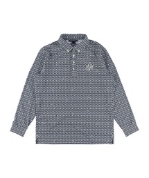 MENS ジオメトリックプリント 長袖ポロシャツ