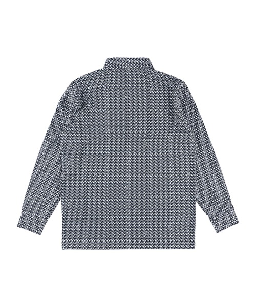 ZOY（ゾーイ）の「MENS ジオメトリックプリント 長袖ポロシャツ（ポロシャツ・メンズ・ボルドー/ネイビー・SMALL/MEDIUM/LARGE/X-LARGE）」の5枚目の写真