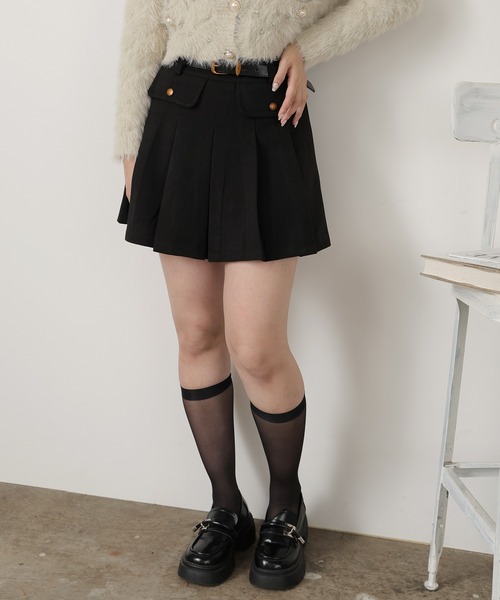 ROOPTOKYO(ループトウキョウ)の「ベルト付き フロントポケット プリーツミニスカート(スカート・レディース・グレー/ブラック/ブラウン・L/M)」の5枚目の写真