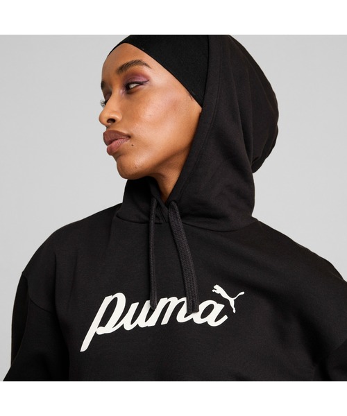 PUMA（プーマ）の「PUMA プーマ ウィメンズ ESS+ スクリプト 裏起毛 フーディー ESS+ Script Hoodie FL（パーカー・レディース・グリーン系その他/レッド系その他/ブラック系その他・SMALL/X-LARGE/LARGE/MEDIUM）」の4枚目の写真