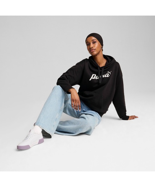 PUMA（プーマ）の「PUMA プーマ ウィメンズ ESS+ スクリプト 裏起毛 フーディー ESS+ Script Hoodie FL（パーカー・レディース・グリーン系その他/レッド系その他/ブラック系その他・SMALL/X-LARGE/LARGE/MEDIUM）」の5枚目の写真