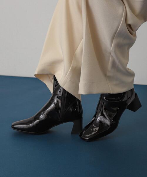 セール】『抗菌』『消臭』スクエアトゥエナメルブーツ（ブーツ