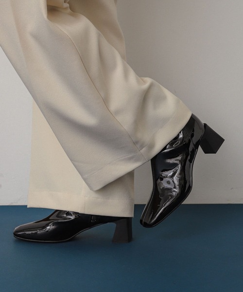 HUMANTエナメルアンクルブーツスクエアトゥ HUMANTエナメルアンクルブーツスクエアトゥ HUMANTエナメル