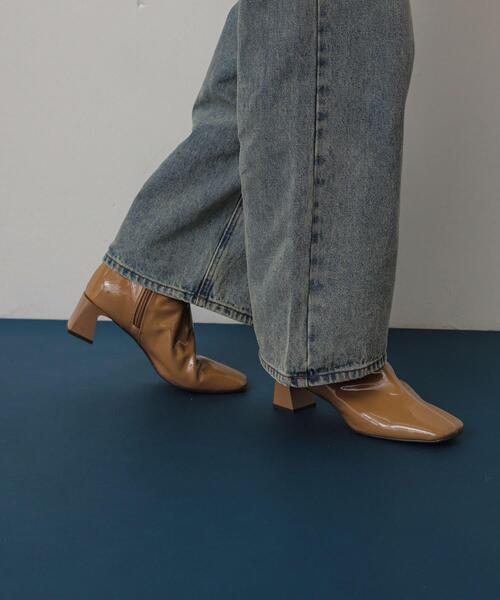 SENSE OF PLACE by URBAN RESEARCH（センスオブプレイスバイアーバンリサーチ）の「『抗菌』『消臭』スクエアトゥエナメルブーツ（ブーツ・レディース・キャメル/ブラック・MEDIUM/SMALL/LARGE）」の17枚目の写真