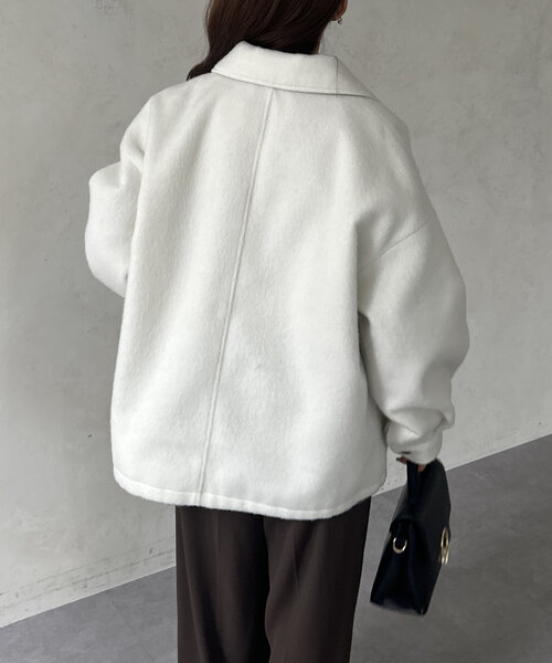 Thevon（ゼボン）の「シャギーダブルジップミドルブルゾン（ブルゾン・レディース・ライトグレー/アイボリー/ブラック・FREE）」の6枚目の写真