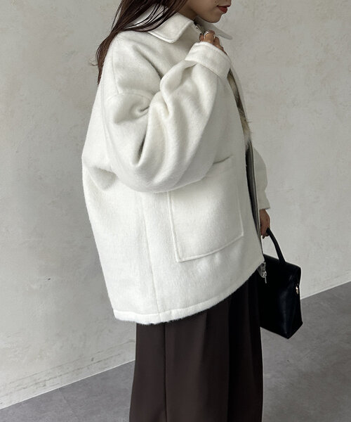 Thevon（ゼボン）の「シャギーダブルジップミドルブルゾン（ブルゾン・レディース・ライトグレー/アイボリー/ブラック・FREE）」の7枚目の写真