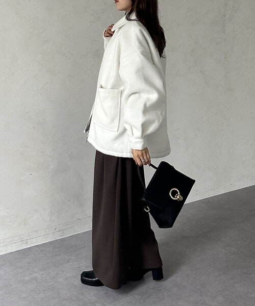 Thevon（ゼボン）の「シャギーダブルジップミドルブルゾン（ブルゾン・レディース・ライトグレー/アイボリー/ブラック・FREE）」の10枚目の写真