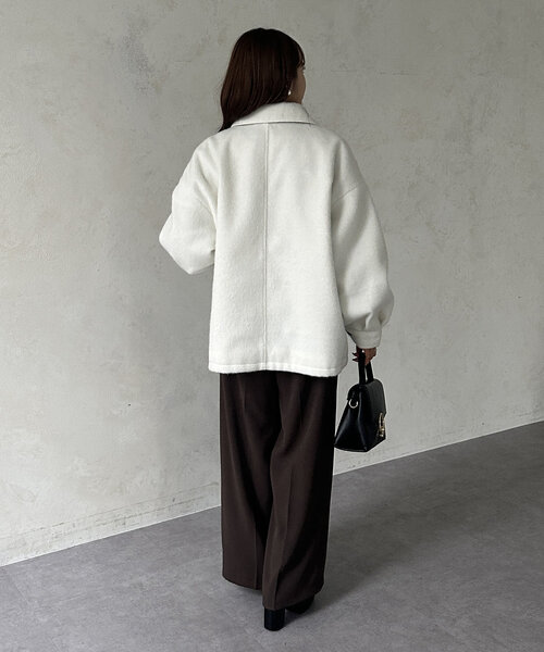 Thevon（ゼボン）の「シャギーダブルジップミドルブルゾン（ブルゾン・レディース・ライトグレー/アイボリー/ブラック・FREE）」の11枚目の写真