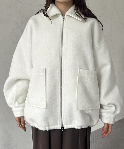 Thevon（ゼボン）の「シャギーダブルジップミドルブルゾン（ブルゾン・レディース・ライトグレー/アイボリー/ブラック・FREE）」の12枚目の写真