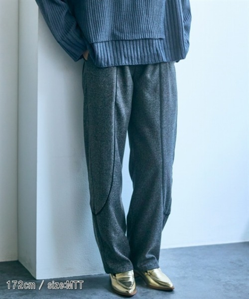 高身長 ウールライクパイピングカーブパンツ（トールサイズ）Essenave（スラックス）｜slattgir（スラットジール）