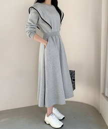 ABITOKYO｜異素材ボリュウーム袖切替ダンボールニットワンピース