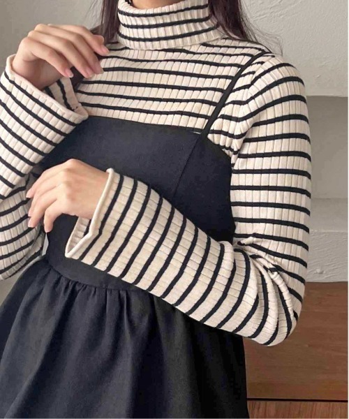 apres jour clair（アプレジュールクレア）の「【apres jour clair】ハイネックリブニット【ZOZOTOWN限定アイテム】（ニット/セーター・レディース・グレイッシュベージュ/アイボリー/ボルドー/ネイビー・フリー/X-LARGE）」の3枚目の写真