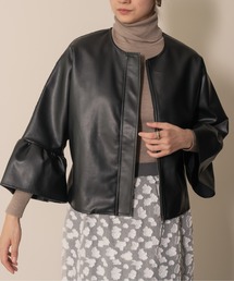 DOLLUPOOPS | 【ZOZO限定商品】フレアスリーブ合皮ジャケット(ライダースジャケット)