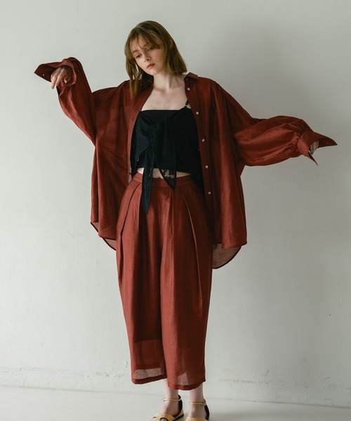 WHYTO.（ホワイト）の「「WHYTO. / ホワイト」 SHEER VOLUME BLOUSE（シャツ/ブラウス・レディース・オフホワイト/ライム/ピンク/ブルー/ブラック/ライトベージュ/ブラウン系その他/ブラウン・36/38）」の9枚目の写真