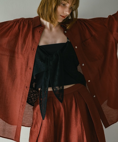 WHYTO.（ホワイト）の「「WHYTO. / ホワイト」 SHEER VOLUME BLOUSE（シャツ/ブラウス・レディース・オフホワイト/ライム/ピンク/ブルー/ブラック/ライトベージュ/ブラウン系その他/ブラウン・36/38）」の10枚目の写真